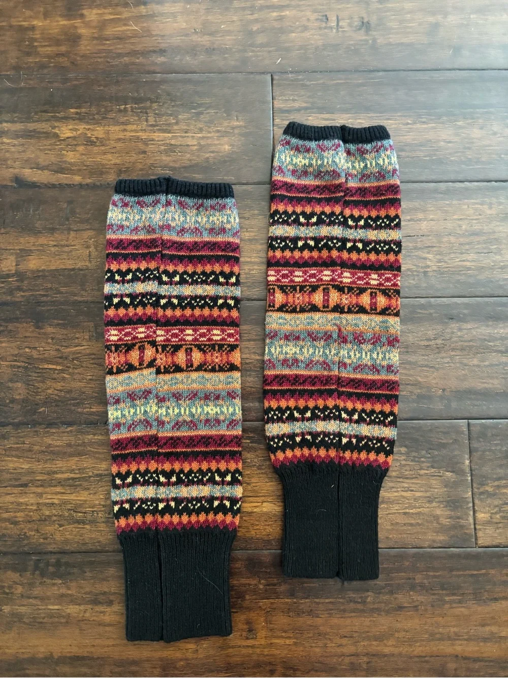 Multicolor Fair Isle Knit Leg Warmers - Patterned Winter Accessories